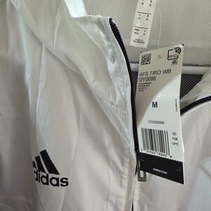 adidas White Jacket with Black Logo and Zipper